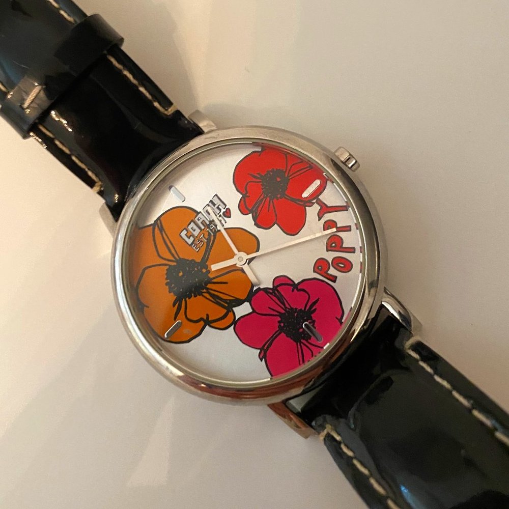 Coach Poppy Black Leather Watch (Need New Battery)
